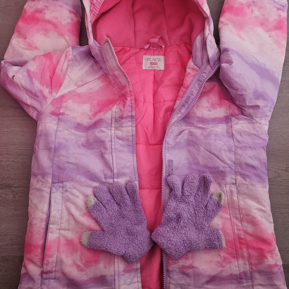 Place Pink and Purple Kids Jacket with Gloves